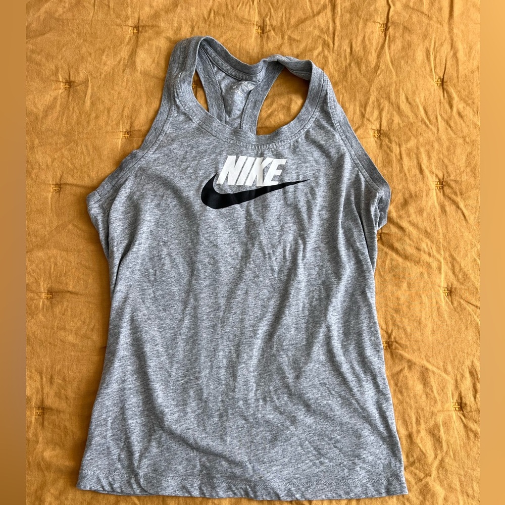 The Nike Tee Racerback Tank, Heather Grey, Size Small